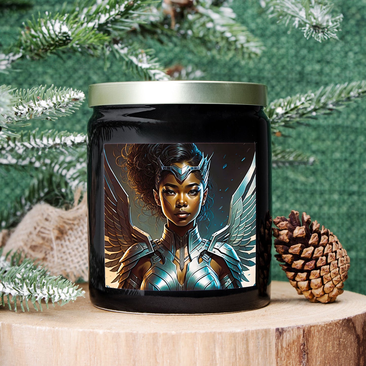 Candle Ceramic 8oz (Black)-Angel